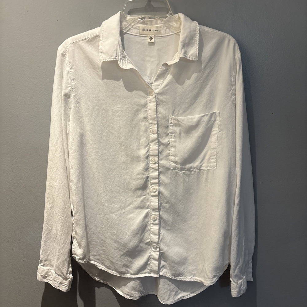 cloth & stone White Button-Down Long Sleeve Shirt